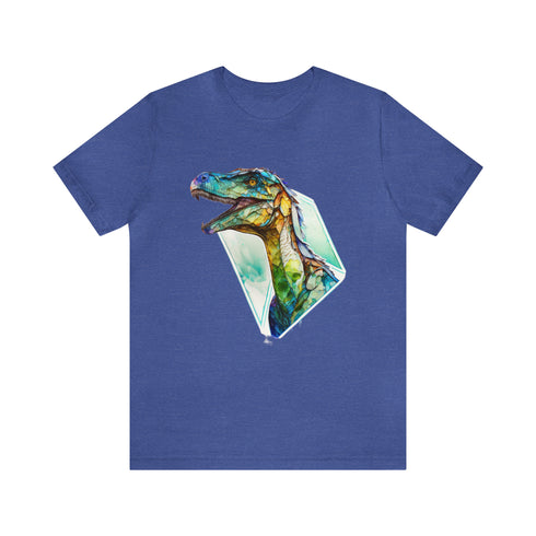 Stained Glass Velociraptor - Short Sleeve Tee Heather True Royal